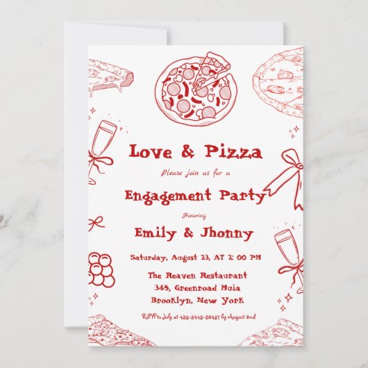 Invitation Main Drag is love & Pizza Engagement Party (Devant)