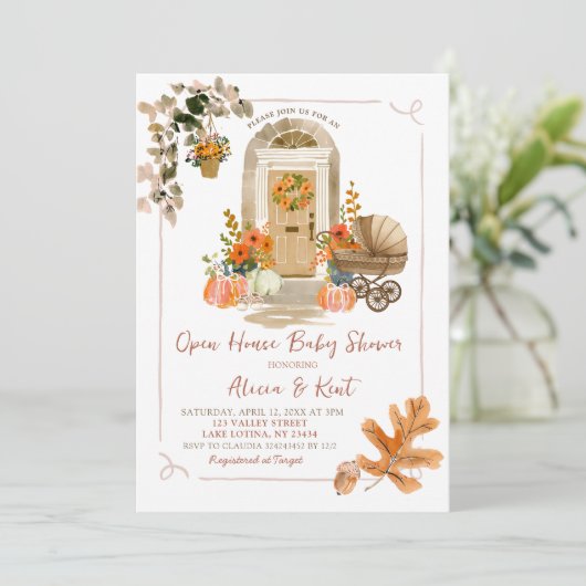 Invitation Main Drake Automne Automne Open House Baby shower (Debout devant)