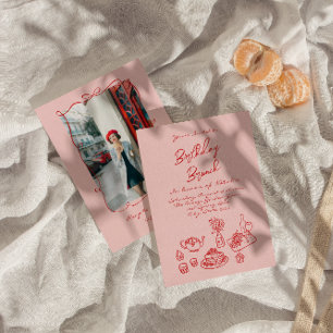 Invitation Main Drake Pink Quirky Photo Amusant Anniversaire 