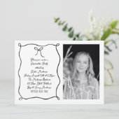 Invitation Main Draw Bow Photo Black Graduation Party (Debout devant)