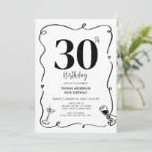 Invitation Main Drawn Birthday Party 30th, 40th, 50th, (Debout devant)