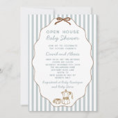 Invitation Main Drawn Bonjour Bebe Open House Boy Baby shower (Devant)