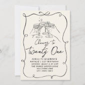 Invitation Main Drawn Bow 21e Coquette Fun Birthday Party (Devant)