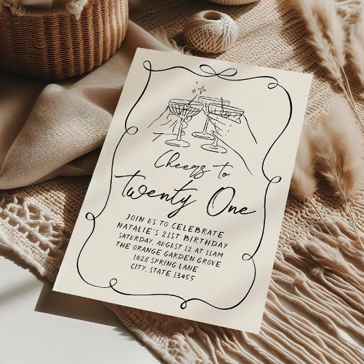 Invitation Main Drawn Bow 21e Coquette Fun Birthday Party