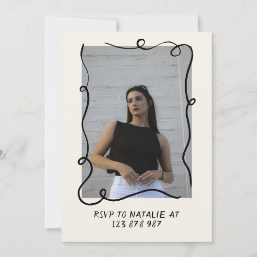 Invitation Main Drawn Bow 21e Fun Photo Anniversaire (Dos)