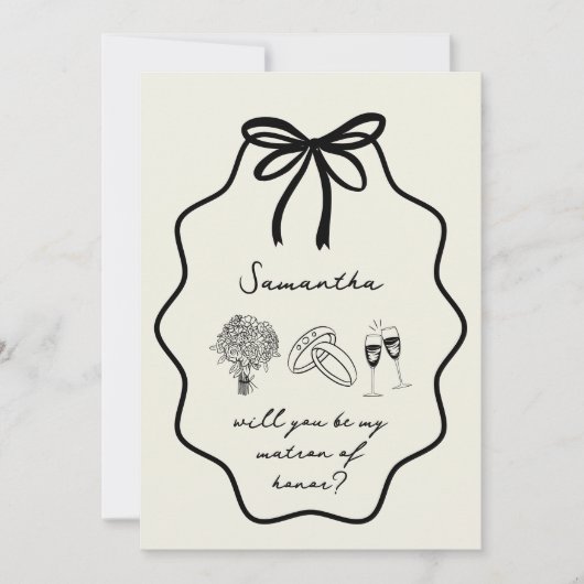 Invitation Main Drawn Coquette Bow Matron of Honor Propositio (Devant)