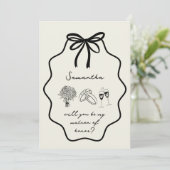 Invitation Main Drawn Coquette Bow Matron of Honor Propositio (Debout devant)