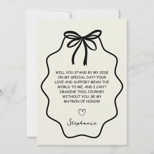 Invitation Main Drawn Coquette Bow Matron of Honor Propositio (Dos)