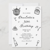 Invitation Main Drawn disco ball 30e anniversaire (Devant)