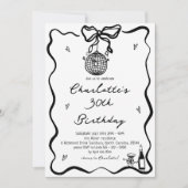 Invitation Main Drawn Elegant disco ball 30e anniversaire (Devant)