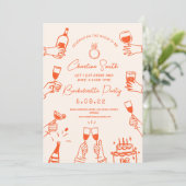 Invitation Main Drawn Funky Handwriting Bridal Brunch (Debout devant)