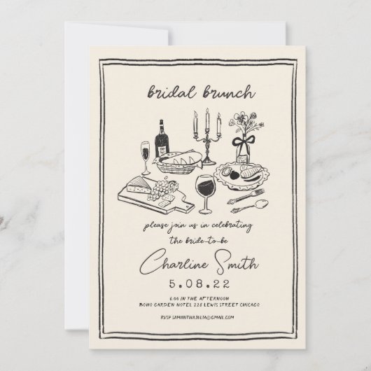 Invitation Main Drawn Funky Handwriting Bridal Brunch (Devant)