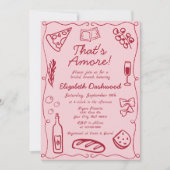 Invitation Main Drawn Italian That's Amore Red Bridal Brunch (Devant)