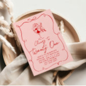 Invitation Main Drawn Pink Bow 21e Coquette Anniversaire