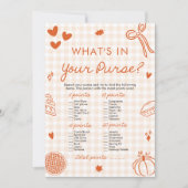 Invitation Main Drawn What's In Your Purse Baby shower Jeu (Devant)