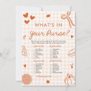 Invitation Main Drawn What's In Your Purse Baby shower Jeu