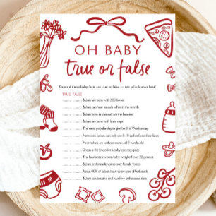 Invitation Main Dray Oh Baby True ou False Baby shower Jeu
