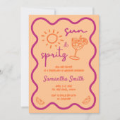 Invitation Main du week-end Sun & Spritz Bachelorette tirée (Devant)