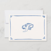 Invitation Main fantaisiste tirée marine mariage bleu RSVP (Dos)