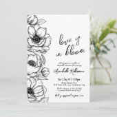 Invitation Main florale tirée Fête des mariées lunaire (Debout devant)