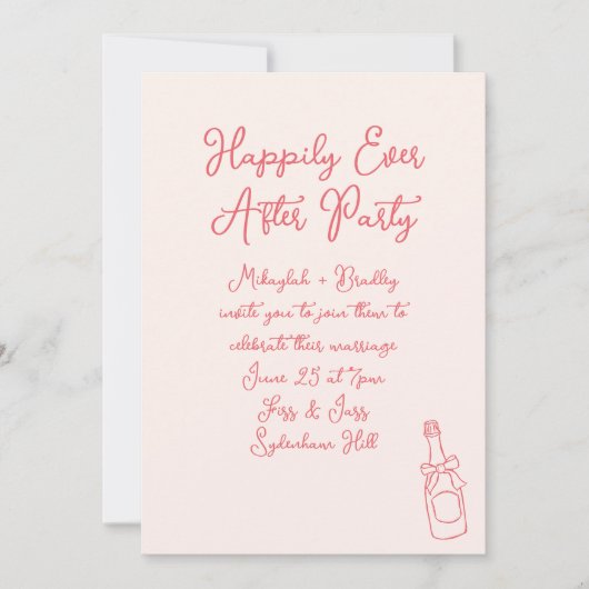 Invitation Main Glissée Blush & Red Happily Jamais Après La F (Devant)