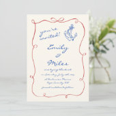 Invitation Main Glissée Mariage Nautique Enregistrer La Date (Debout devant)