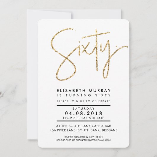 Invitation MAIN LETTERED or simple parties scintillant soixan (Devant)