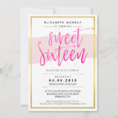 Invitation MAIN LETTERED SCRIPT doux 16 tendance or rose chau (Devant)