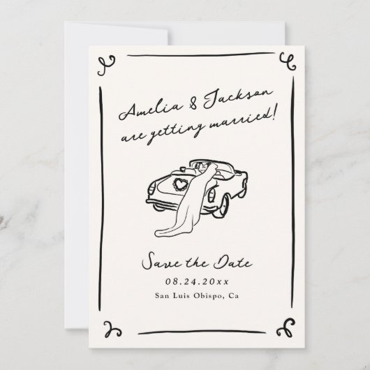 Invitation Main lunaire tirée Enregistrer la date Photo Code (Devant)