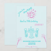 Invitation Main moderne dessinée Anniversaire Dîner Fête Invi (Devant / Derrière)