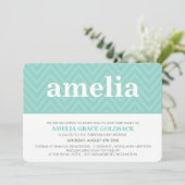 Invitation MAIN motif chevron de nom tendance CUTE BAT MITZVA (Debout devant)