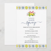 Invitation Main presser Lemon Mosaic Tiles Fête des mariées (Devant / Derrière)