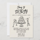 Invitation Main rétro dessinée Écrite 30e Anniversaire lunati (Devant)