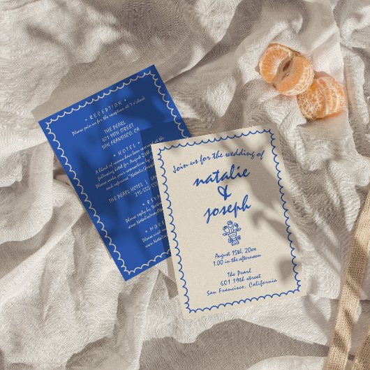 Invitation Main Rétro Écrite Tirée Unique Tout En Un Mariage