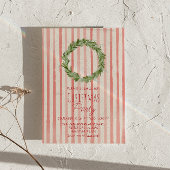 Invitation Main rétro tiré rouge vert Noël Fête de couronne