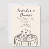 Invitation Main Rétro Tirée Écrite Quirky Tout En Un Mariage (Devant)