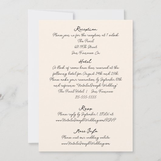 Invitation Main Rétro Tirée Écrite Quirky Tout En Un Mariage (Dos)