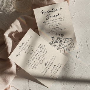 Invitation Main Rétro Tirée Écrite Quirky Tout En Un Mariage