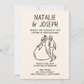 Invitation Main Rétro Tirée Sketchy Quirky Tout en un Mariage (Devant)