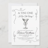 Invitation Main Rétro Tirée Un Baby shower Tini One Martini (Devant)
