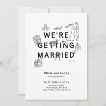 Main romantique tirée Whimsical Mariage noir