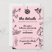 Invitation Main rose dessinée Halloween Costume Fête Invitati (Dos)