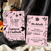 Invitation Main rose dessinée Halloween Costume Fête Invitati