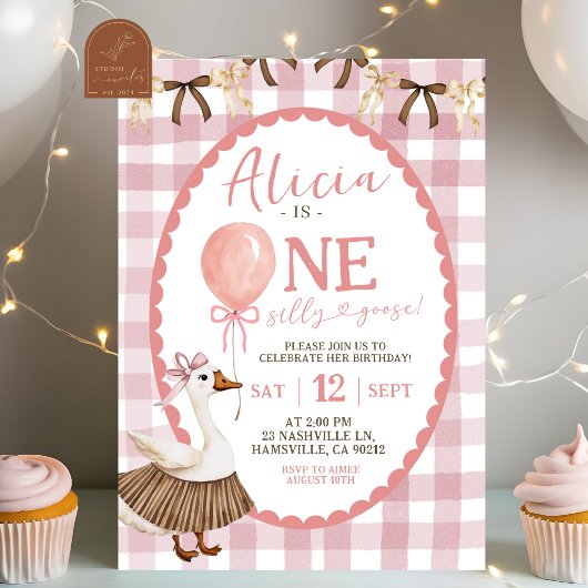 Invitation Main rose Quirky Tirée Une Oie Silly