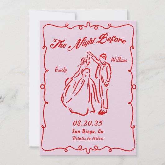 Invitation Main Rose Tirée La Nuit Avant Le Dîner De La Répét (Devant)