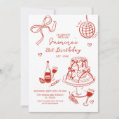 Invitation Main rouge dessinée 21e, 30e, 40e, 50e, Anniversai (Devant)