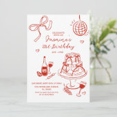 Invitation Main rouge dessinée 21e, 30e, 40e, 50e, Anniversai (Debout devant)