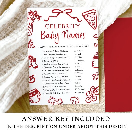 Invitation Main rouge dessinée Italienne Célébrité Nom du béb