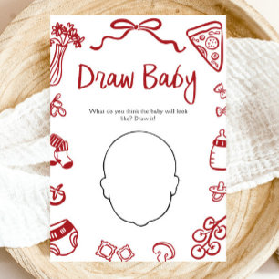 Invitation Main rouge tiré Baby shower italien Draw Baby Jeu