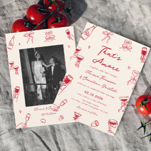 Invitation Main rouge tiré italien c'est un plus Mariage